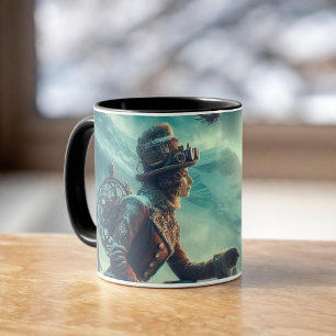 Steampunk Victorian Fantasy Winter Messenger Mug