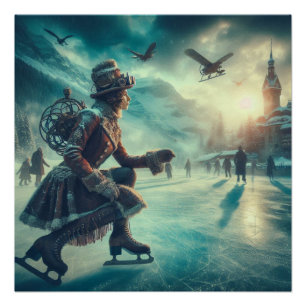 Steampunk Victorian Fantasy Winter Messenger Poster