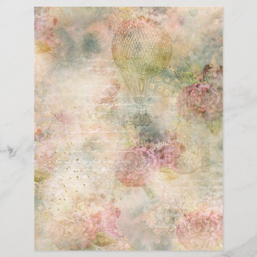 Steampunk Victorian Floral Script Scrapbook Paper