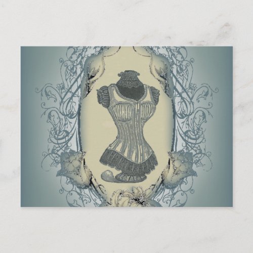 steampunk victorian floral wreath vintage corset postcard