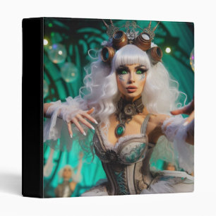 Steampunk Victorian Futuristic Green Dancer 3 Ring Binder