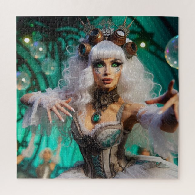 Steampunk Victorian Futuristic Green Dancer Jigsaw Puzzle (Vertical)