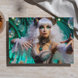 Steampunk Victorian Futuristic Green Dancer Tissue Paper
