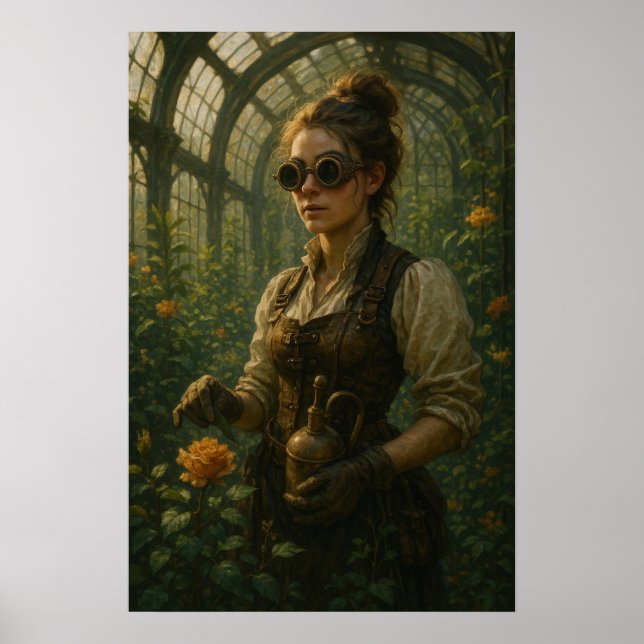 Steampunk Victorian Gardener Art Poster (Front)