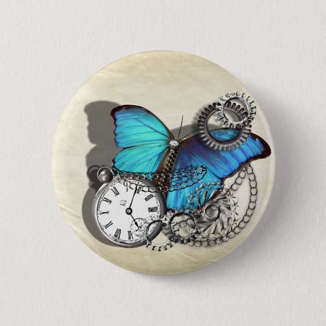 Steampunk Victorian Gears Button (Front)