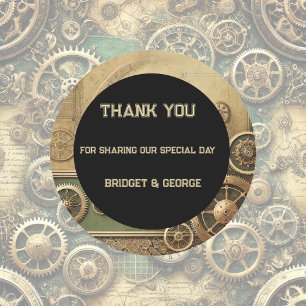 Steampunk Victorian Gearwork Wedding Classic Round Sticker