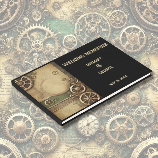 Steampunk Victorian Gearwork Wedding Guest Book (Creator Uploaded)