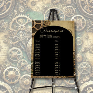 Steampunk Victorian Gearwork Wedding Seating Chart Foam Board