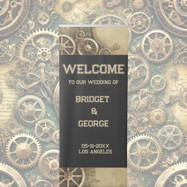 Steampunk Victorian Gearwork Wedding welcome  Retractable Banner (Creator Uploaded)