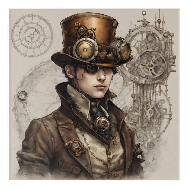 Steampunk Victorian Gentleman Artwork Acrylic Print (Front)