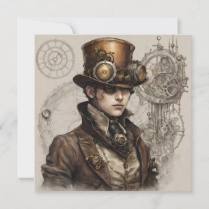 Steampunk Victorian Gentleman Artwork Invitation