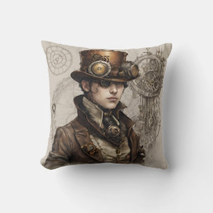 Steampunk Victorian Gentleman Artwork Throw Pillow