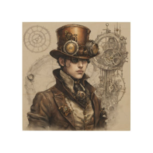 Steampunk Victorian Gentleman Artwork Wood Wall Art