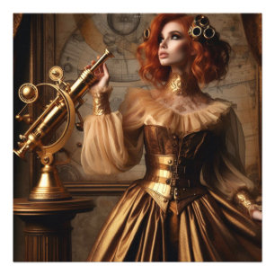 Steampunk Victorian Gold Astronomer Photo Print