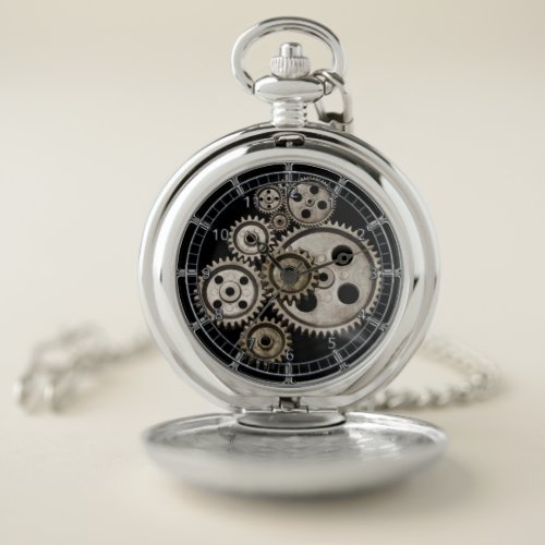 steampunk victorian gothic metallic look black  pocket watch