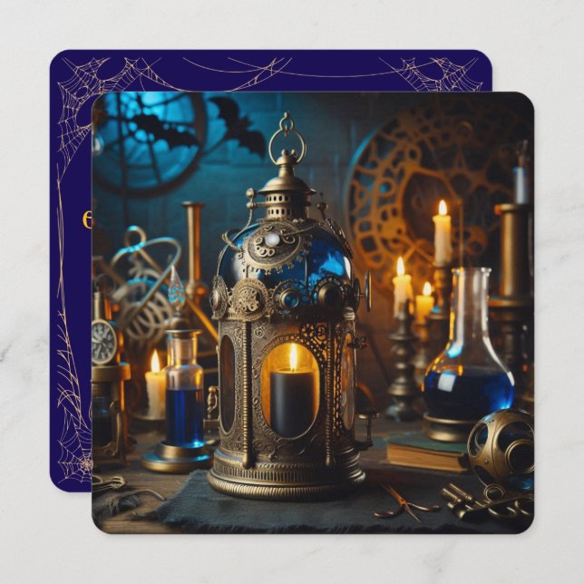 Steampunk Victorian Gothic Scientists Lab Spooky Invitation (Front/Back)