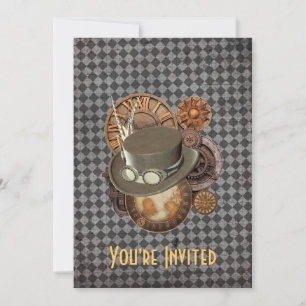 Steampunk Victorian Hats & Gears Invitation