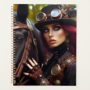Steampunk Victorian Lady Dark Rider Planner