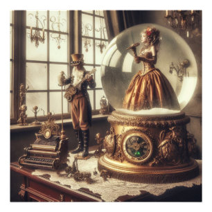 Steampunk Victorian Music Snow Globe Performers Photo Print