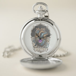Steampunk Victorian Rose Destiny Mechanical Heart Pocket Watch