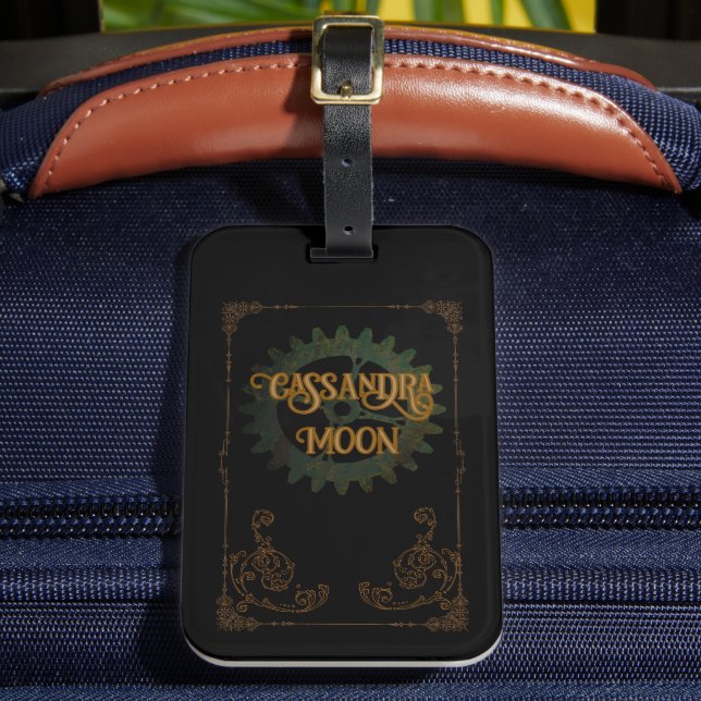 Steampunk Vintage Antique Personalized  Luggage Tag (Front Insitu 2)