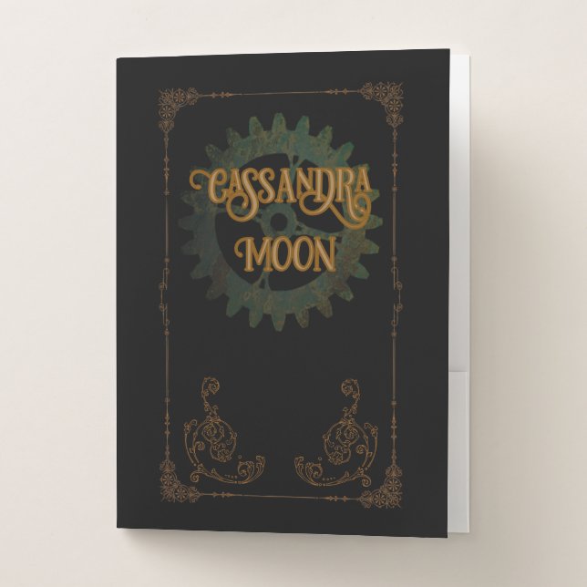 Steampunk Vintage Antique Personalized  Pocket Folder (Front)