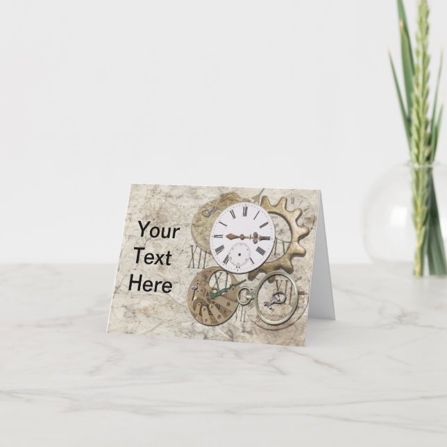 Steampunk Vintage Blank Note Card (Front)