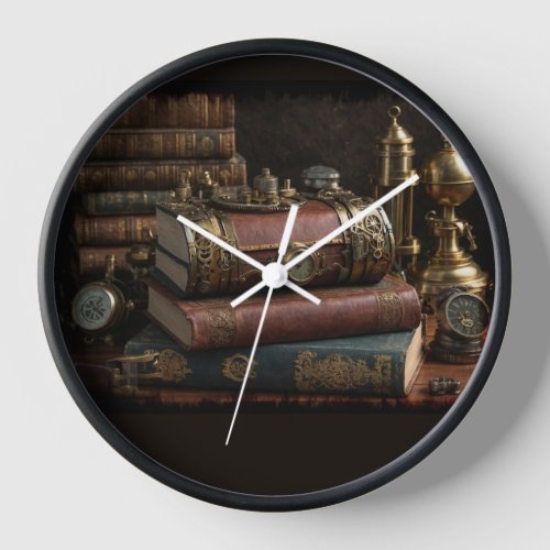Steampunk Vintage Books Clock
