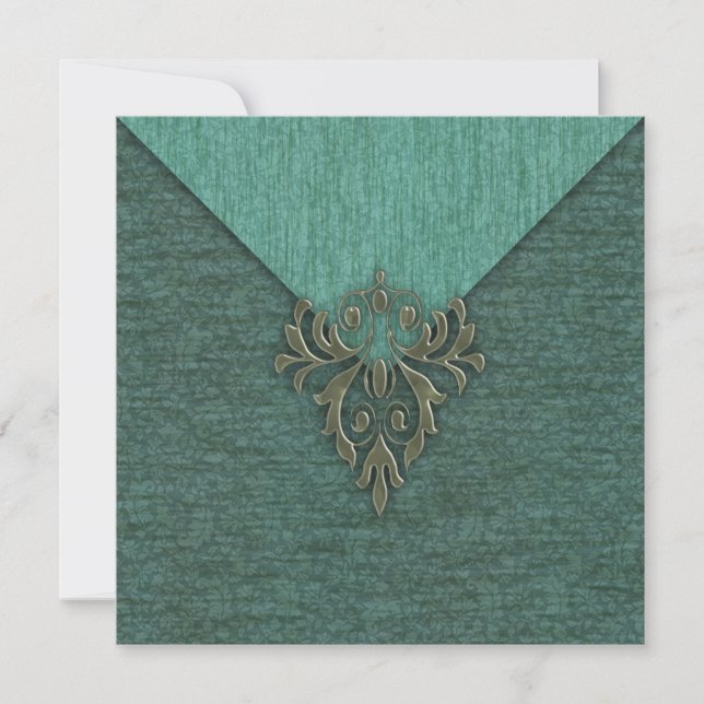Steampunk Vintage Damask and Floral Invitation (Front)