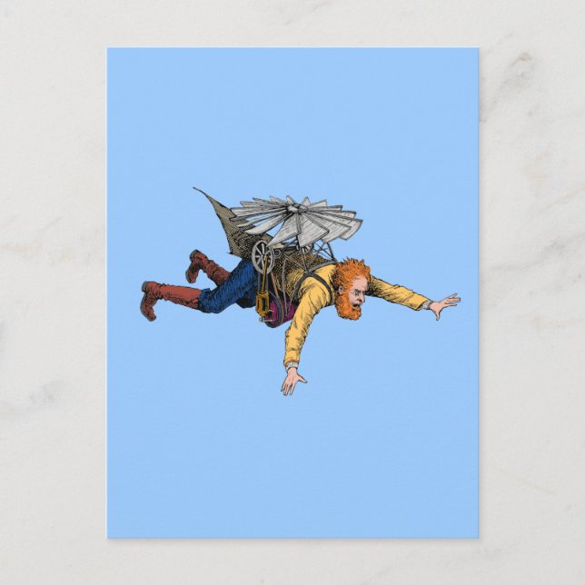 Steampunk Vintage Flying Machine Postcard (Front)
