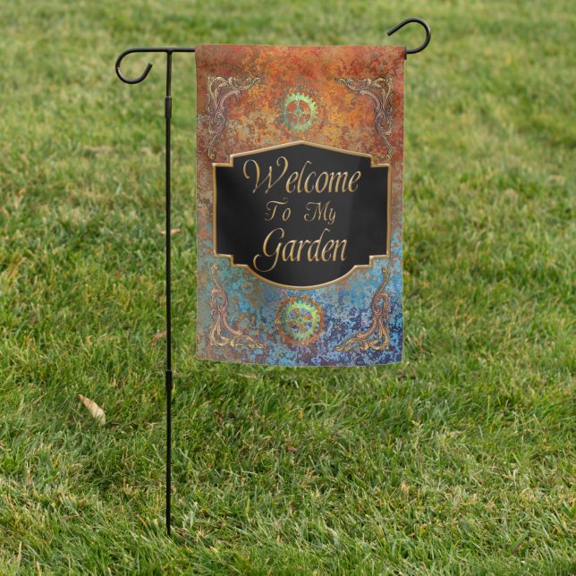 Steampunk Vintage Garden Flag (In SItu)