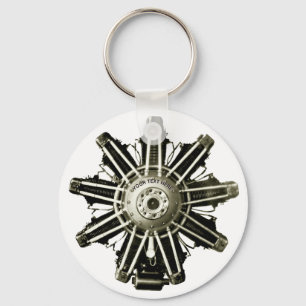 Steampunk Vintage Gemma Airplane Engine Template Keychain