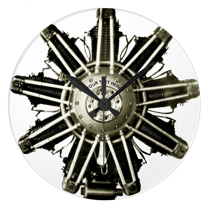 Steampunk Vintage Gemma Airplane Engine Template Large Clock Zazzle Com