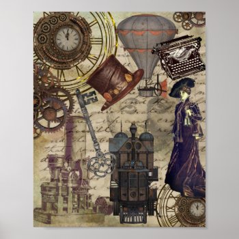 Steampunk Vintage Industrial Victorian Dystopia Poster by azlaird at Zazzle