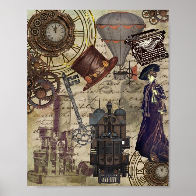Steampunk Vintage Industrial Victorian Dystopia Poster (Front)