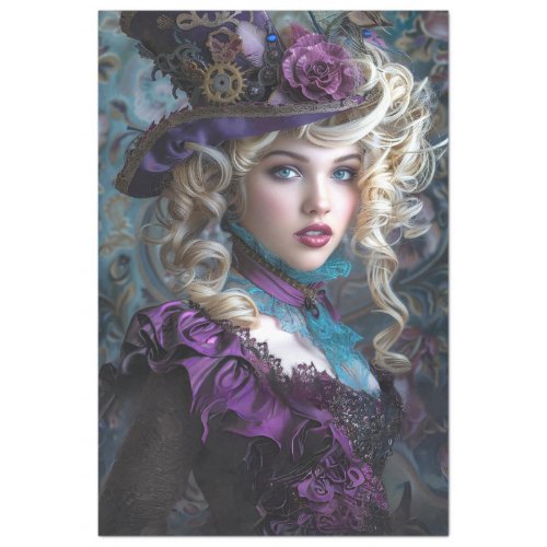 Steampunk Vintage Lady Decoupage  Tissue Paper