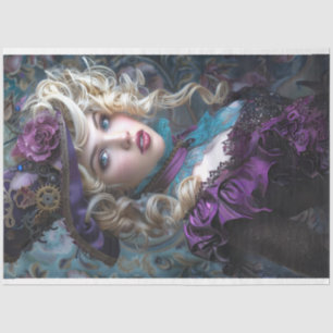 Steampunk Vintage Lady Decoupage Tissue Paper