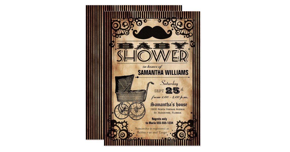 Steampunk Vintage Look Boy Baby Shower Card Zazzle