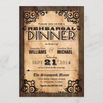 Steampunk Vintage Look Rehearsal Dinner Invitation by prettypicture at Zazzle