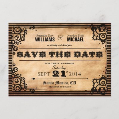 Steampunk Vintage Look Save The Date