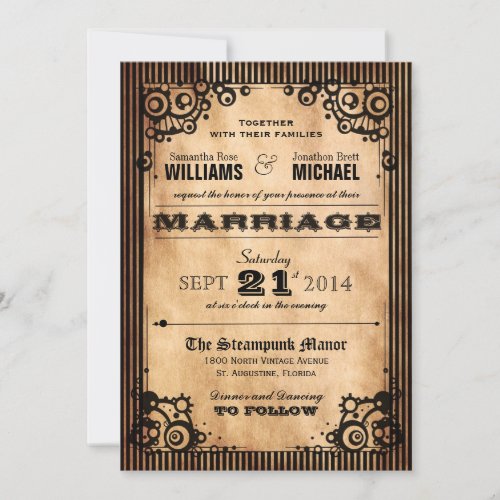 Steampunk Vintage Look Wedding Invitation