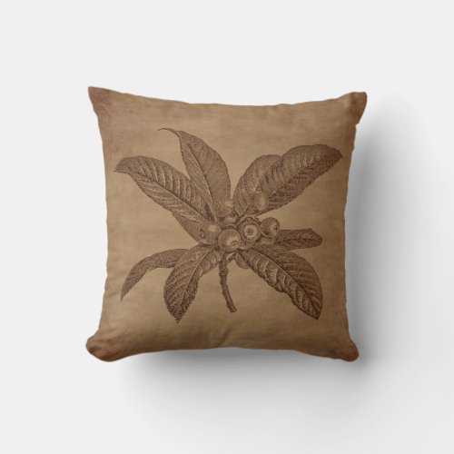 Steampunk Vintage Loquat Engraving Throw Pillow