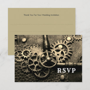 Steampunk Vintage Mechanical Gears RSVP Card