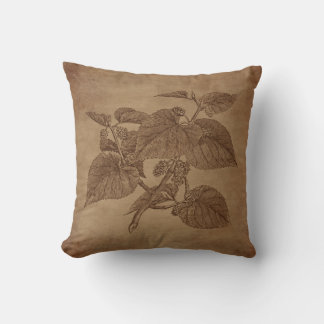 Steampunk Vintage Mulberry Engraving Throw Pillow