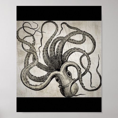 Steampunk Vintage Octopus Poster