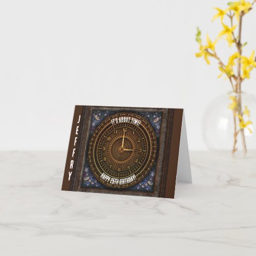 Steampunk Vintage Old_Fashioned Copper Clockwork Card