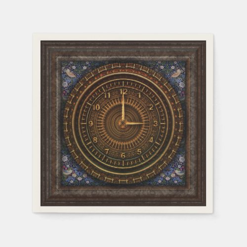 Steampunk Vintage Old_Fashioned Copper Clockwork Paper Napkins