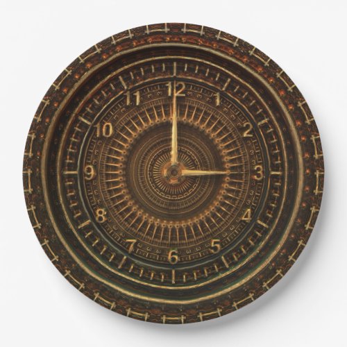 Steampunk Vintage Old_Fashioned Copper Clockwork Paper Plates