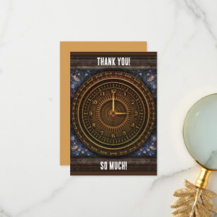Steampunk Vintage Old-Fashioned Copper Clockwork Thank You Card