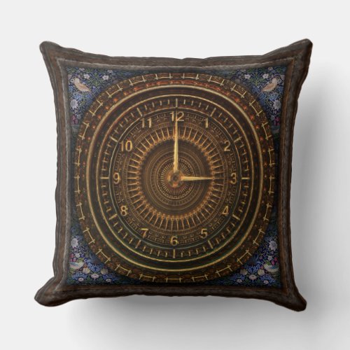 Steampunk Vintage Old_Fashioned Copper Clockwork Throw Pillow